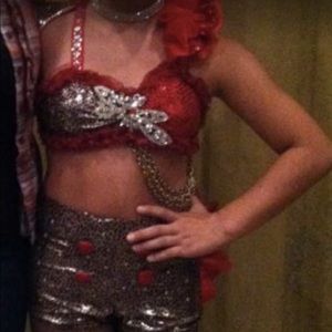Leopard and red dance  costume